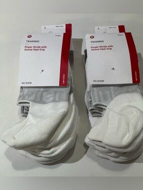 Lululemon Training No-Show Sock 5-Pack (2) with heel grip- 10 white pairs